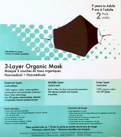 Black Organic Face Mask and Face Mask Chain Set
