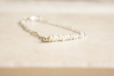 Dainty Pearl Bracelet, Pearl Bar Bracelet, Tiny Freshwater Pearl Bracelet, Anklet For Women, Bridesmaid Bracelet Gift, Mom Birthday Gift