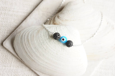 essential oil diffuser necklace for women, evil eye necklace sterling silver mal de ojo necklace, protection necklace mom gift from daughter