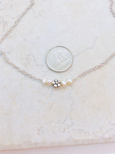 Freshwater Pearl Necklace for girls, Dainty necklace silver, Everyday Necklace Silver, Sister Birthday Gift, flower girl proposal gift