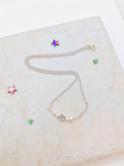 Freshwater Pearl Necklace for girls, Dainty necklace silver, Everyday Necklace Silver, Sister Birthday Gift, flower girl proposal gift